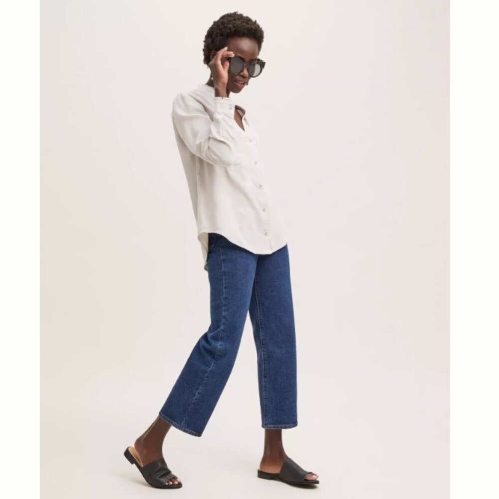 Cloth & Stone for Anthropologie - Jessie Fringed Shirt Button-Up | Small | White